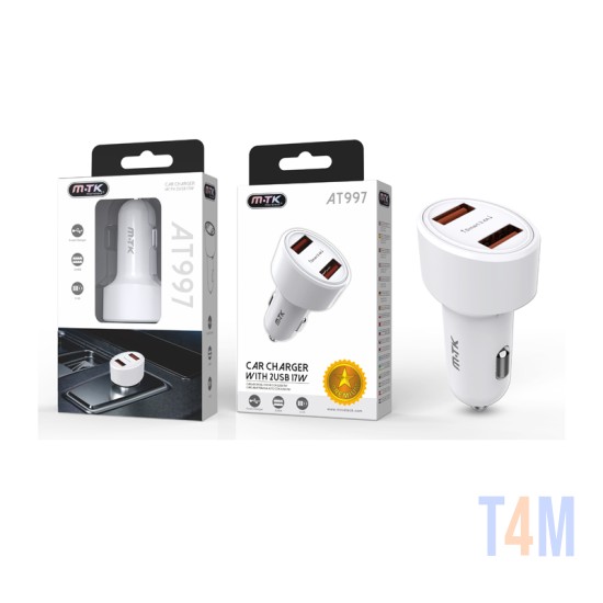 SMART CAR CHARGER WITH 2 USB 17W MTK WHITE